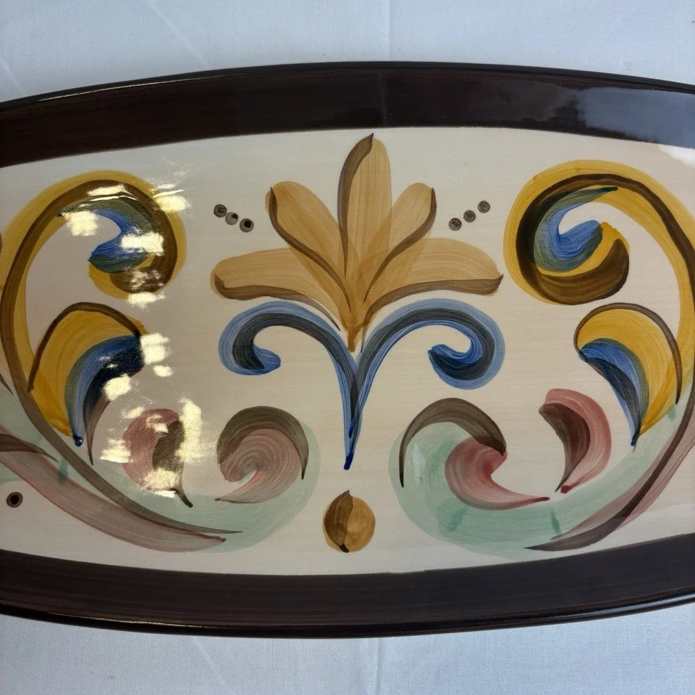 Vicki Carroll Ceramic Fish Platter Sil Vous Plait Magnolia Lane 17x6.5 Oval